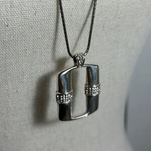 Brighton Meridian Linx Long Pendant Necklace 33" Clear Crystals Silver Plated